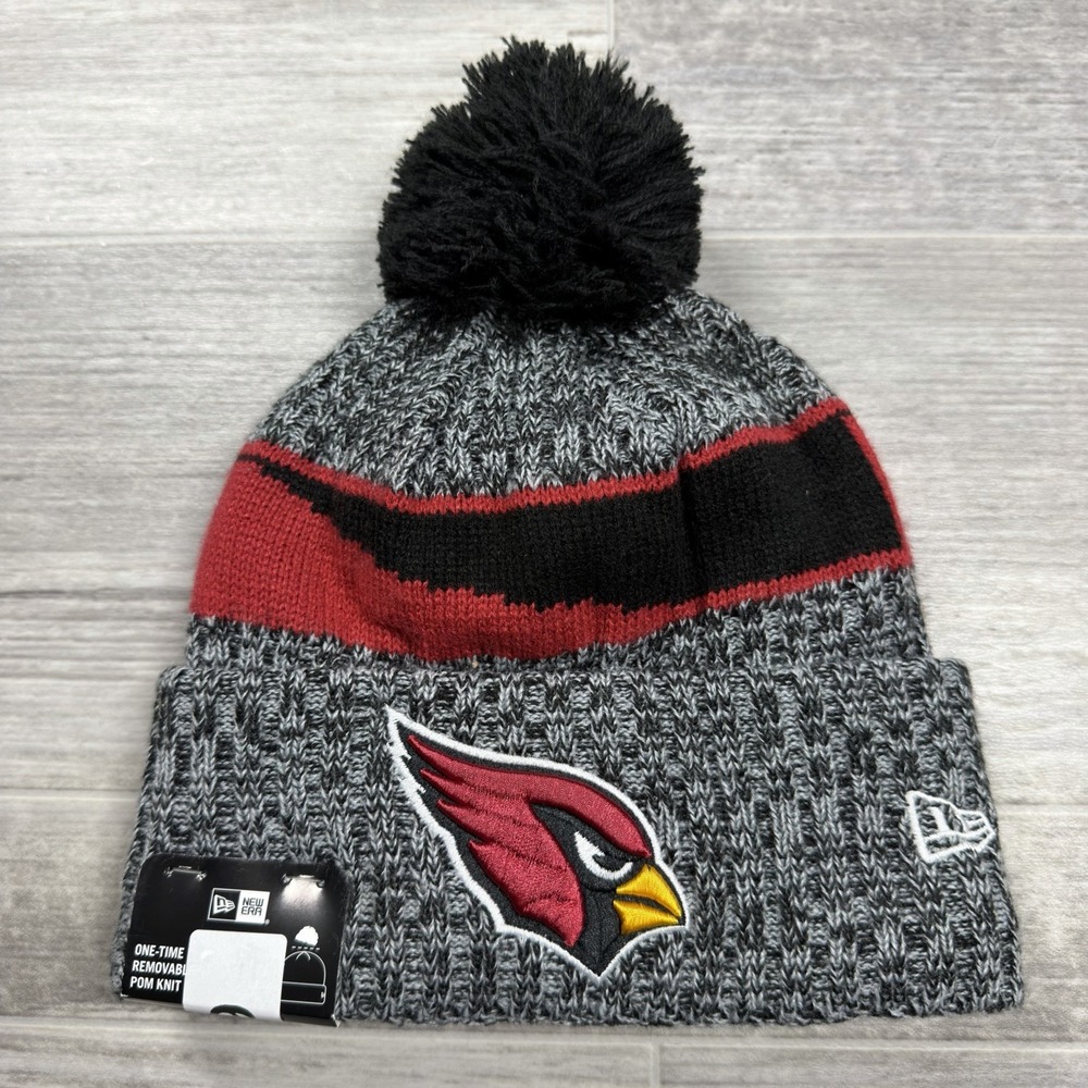 Arizona Cardinals NFL New Era Official On Field‎ Knit Beanie Pom Gray/Black OSFM